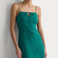 Smaragdgrünes Midi-Slip-Dress aus Leinen