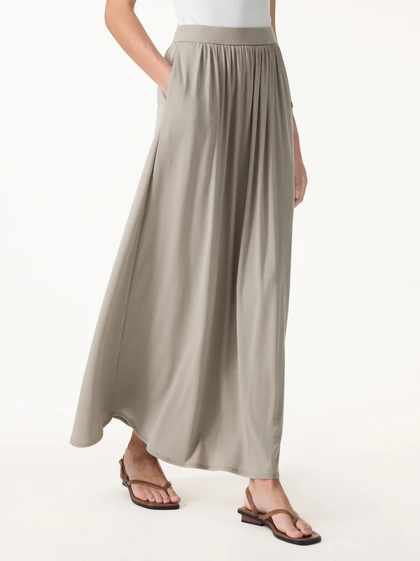 Maxirock aus weichem Strick in staubigem Khaki