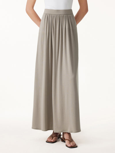 Maxirock aus weichem Strick in staubigem Khaki
